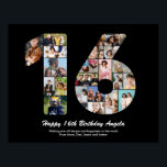 16th Birthday Number 16 Custom Photo Collage Poster<br><div class="desc">Mark years of wonderful memories and adventures with this captivating 16th Birthday Number Photo Collage. This customizable template is the perfect blend of creativity and sentiment, allowing you to create a truly memorable and personalized gift for your loved one's special day. Capture the essence of incredible years in a single...</div>
