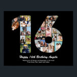 16th Birthday Number 16 Custom Photo Collage Poster<br><div class="desc">Mark years of wonderful memories and adventures with this captivating 16th Birthday Number Photo Collage. This customizable template is the perfect blend of creativity and sentiment, allowing you to create a truly memorable and personalized gift for your loved one's special day. Capture the essence of incredible years in a single...</div>