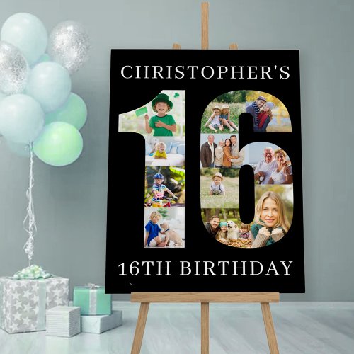 16th Birthday Number 16 Photo Collage Personalized Foam Board