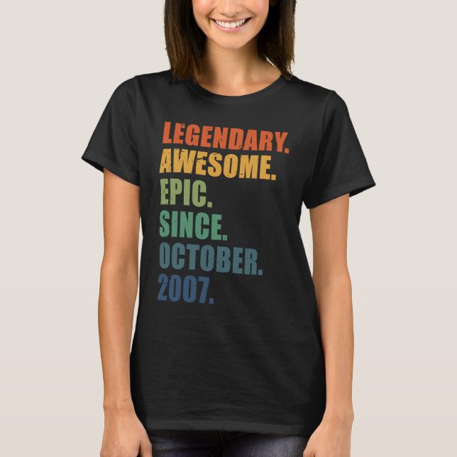 16th Birthday October 2007 Boys Girls 16 Year Anni T-Shirt (Front)