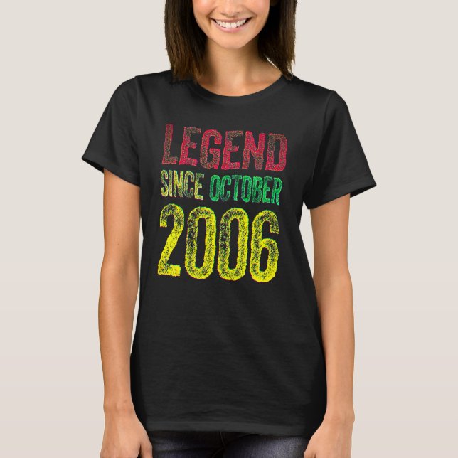 16th Birthday October Born 16 Years Legend Since 2 T-Shirt (Front)