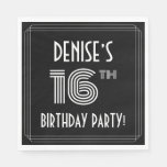 [ Thumbnail: 16th Birthday Party: Art Deco Style + Custom Name Napkins ]