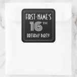 [ Thumbnail: 16th Birthday Party: Art Deco Style & Custom Name Sticker ]