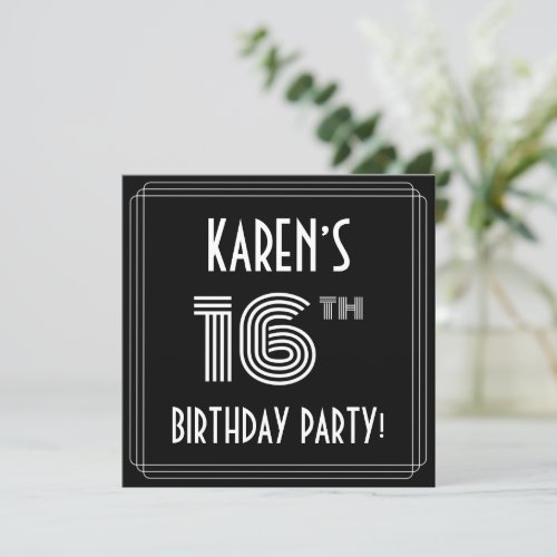 16th Birthday Party: Art Deco Style w/ Custom Name