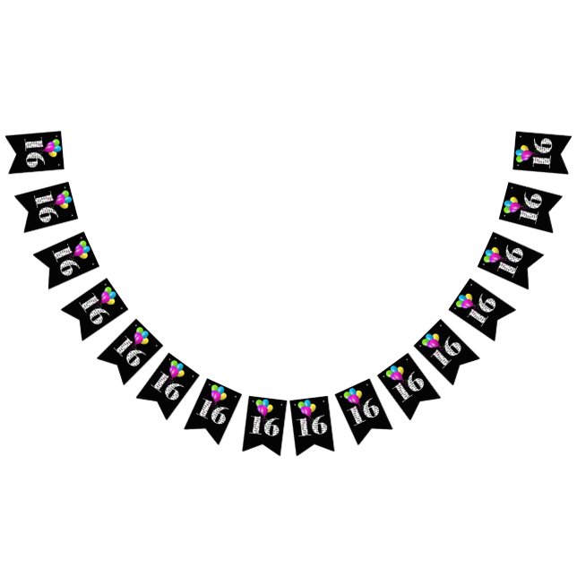 16th birthday party balloons bunting flags (All)