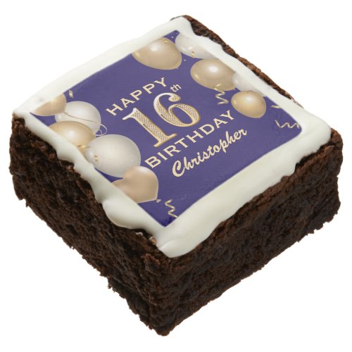 16th Birthday Party Black and Gold Balloons Browni Brownie