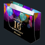 16th Birthday Party Black and Gold Balloons Large Gift Bag<br><div class="desc">16th Birthday Party Black and Gold Colorful Balloons and Confetti Gift Bag. For further customization,  please click the "Customize it" button and use our design tool to modify this template.</div>