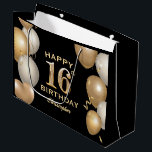 16th Birthday Party Black and Gold Balloons Large Gift Bag<br><div class="desc">16th Birthday Party Black and Gold Balloons and Confetti Gift Bag. For further customization,  please click the "Customize it" button and use our design tool to modify this template.</div>