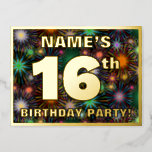 [ Thumbnail: 16th Birthday Party: Bold, Colorful Fireworks Look Postcard ]