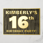 [ Thumbnail: 16th Birthday Party: Bold, Faux Wood Grain Pattern Invitation ]