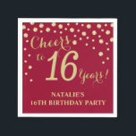 16th Birthday Party Burgundy Red and Gold Diamond Napkins<br><div class="desc">16th Birthday Party Invitation with Burgundy Red and Gold Glitter Diamond Background. Gold Confetti. Kids Birthday. Boy or Girl Birthday. For further customization,  please click the "Customize it" button and use our design tool to modify this template.</div>