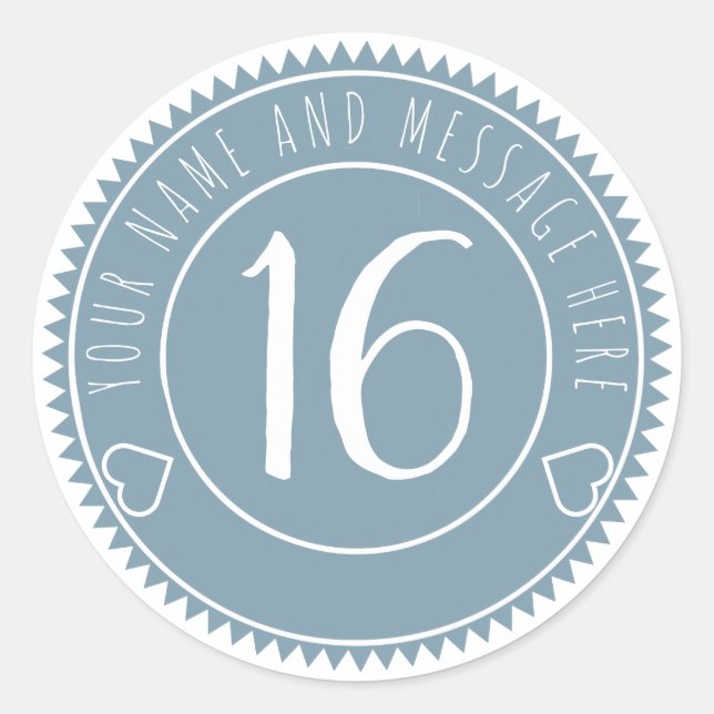 16th Birthday Party Cool Blue Pastel Classic Round Sticker (Front)