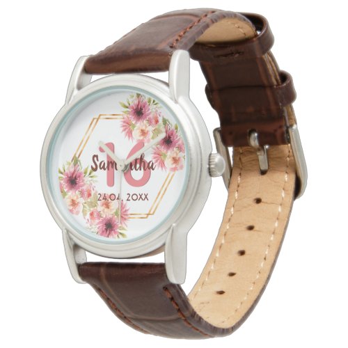 16th birthday party coral gold dahlia flowers watch