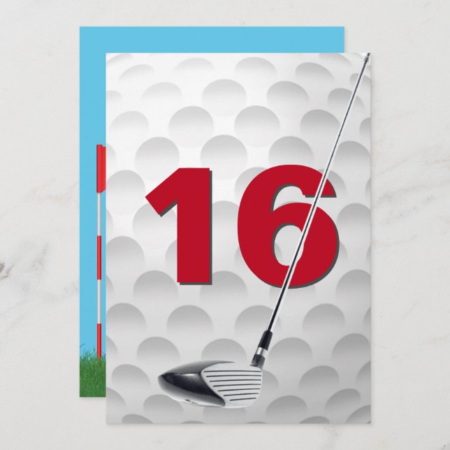 16th Birthday Party Golf Theme Invitation (Front/Back)