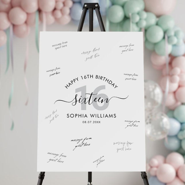 16th Birthday Party Guest Signature Foam Board (Creator Uploaded)
