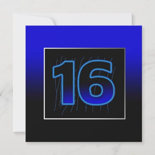 16th Birthday Party Invitation -   Blue/Black