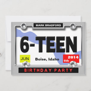 16th BIRTHDAY PARTY INVITATION - LICENSE PLATE