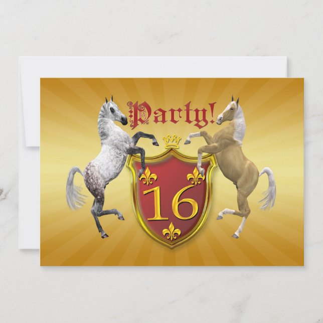 16th Birthday party invitation with coat of arms (Front)