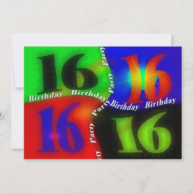 16th Birthday Party INVITATIONS - Abstract (Front)