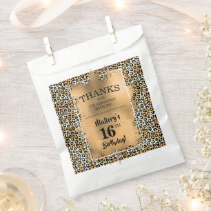 16th Birthday Party Leopard Print Favor Bag