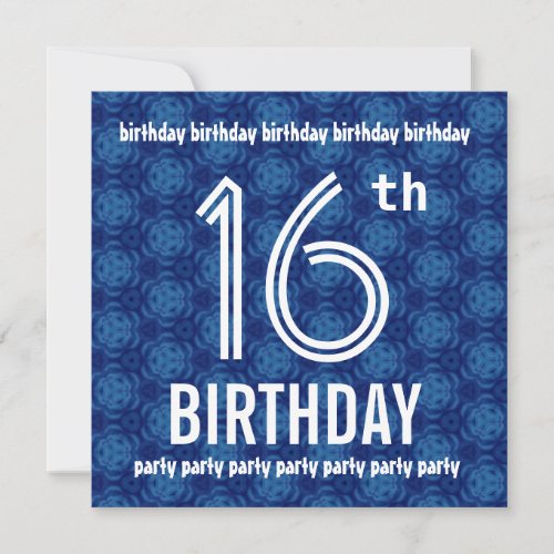 16th Birthday Party Modern Geometric Navy W1831 Invite