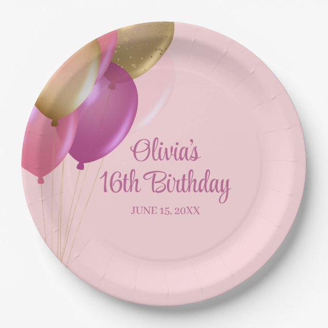 16th Birthday Party Paper Plates (Front)