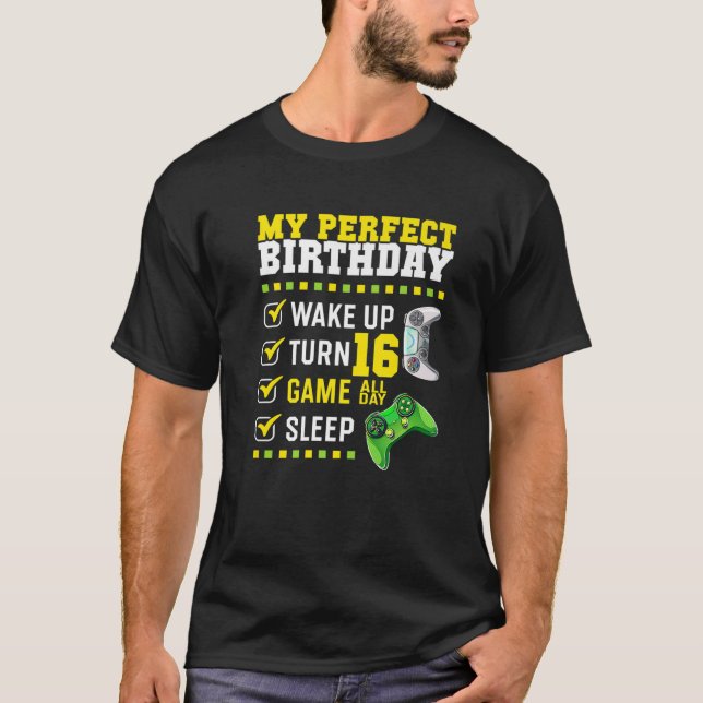 16Th Birthday Party Perfect For Gamer 16 Years Old T-Shirt (Front)