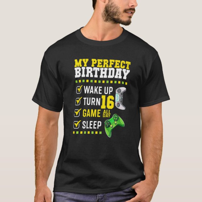 16th Birthday Party Perfect For Gamer 16 Years Old T-Shirt (Front)