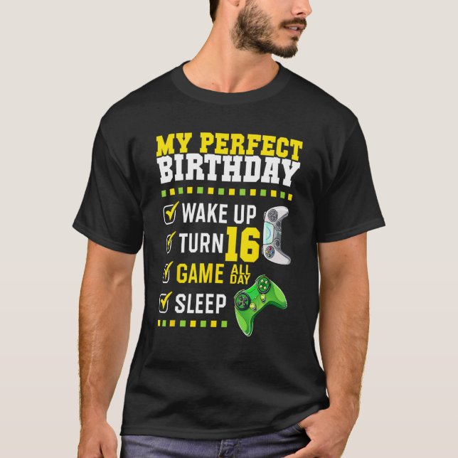 16th Birthday Party Perfect For Gamer 16 Years Old T-Shirt (Front)