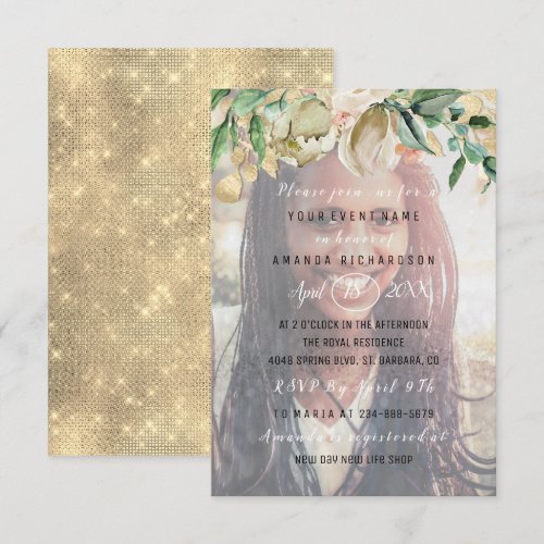 16th Birthday Party Photo  Flowers Gold Graduate