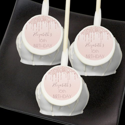 16th birthday party rose gold glitter drips glam cake pops