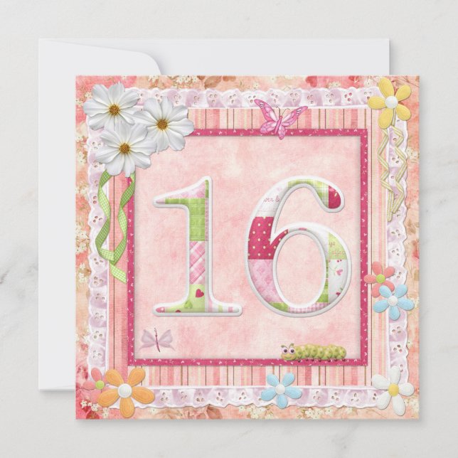 16th birthday party scrapbooking style invitation (Front)
