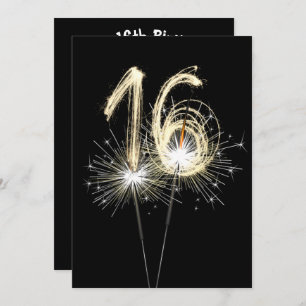 16th Birthday Party Sparklers  Invitation