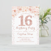 16th Birthday Party - White Rose Gold Invitation (Standing Front)