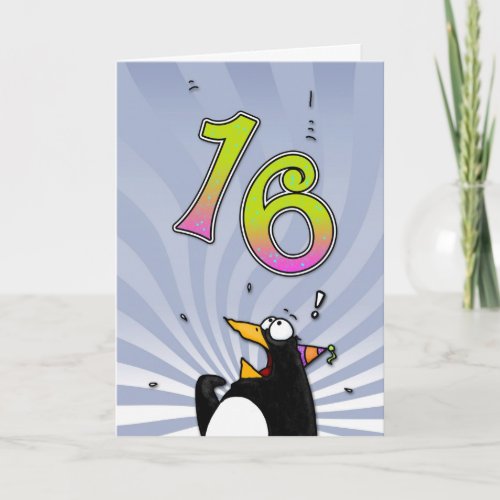 16th Birthday _ Penguin Surprise Card
