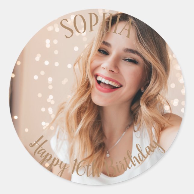 16th Birthday personalized party bag Classic Round Sticker (Front)