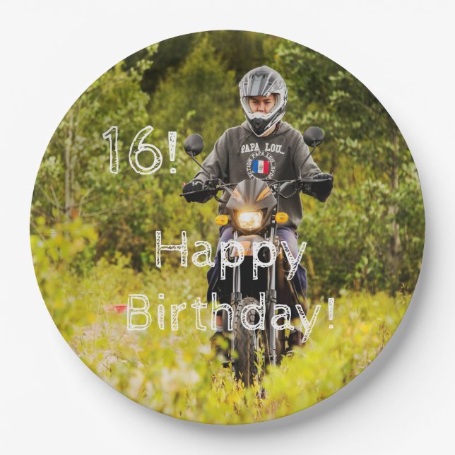 16th birthday photo boy paper plates (Front)