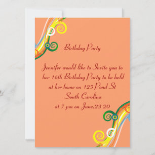 16th Birthday Photo Card Multi Color Scrolls