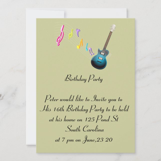 16th Birthday Photo Card Music Rock (Front)