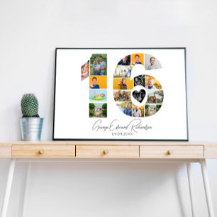 16th Birthday Photo Collage Poster Keepsake