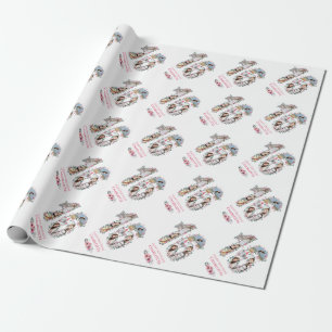 16th Birthday Photo Girl Collage Pink Flower White Wrapping Paper