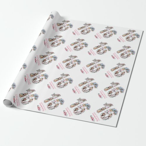 16th Birthday Photo Girl Collage Pink Flower White Wrapping Paper