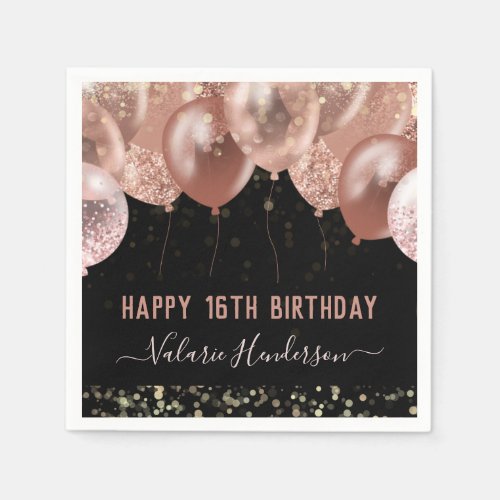 16th Birthday Pink Balloons Napkins