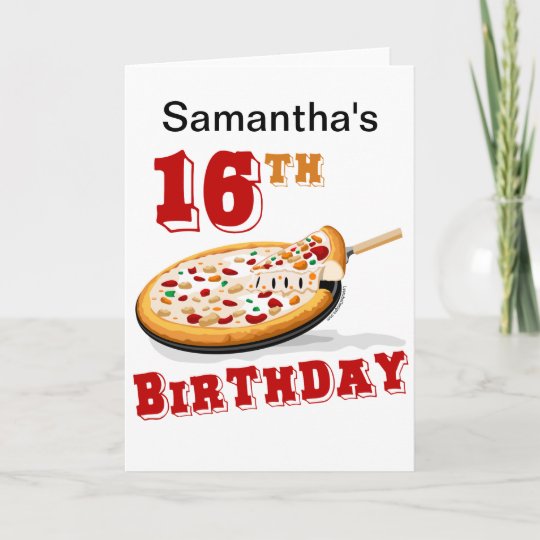 16th Birthday Pizza Party Card Zazzle Com