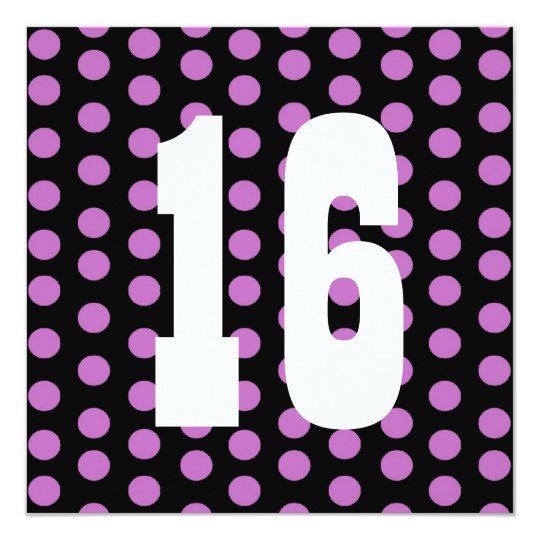 16th Birthday Purple Polka Dots B200 Card