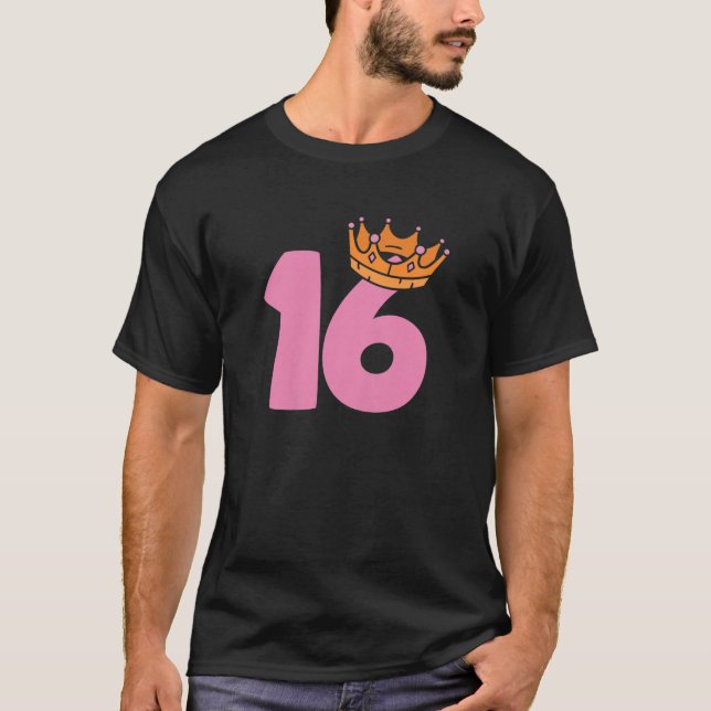 16Th Birthday Queen Girls Happy Birthday Party Fun T-Shirt (Front)