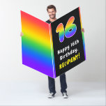 [ Thumbnail: 16th Birthday: Rainbow Spectrum # 16, Custom Name Card ]