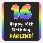 [ Thumbnail: 16th Birthday: Rainbow Spectrum # 16, Custom Name Sticker ]