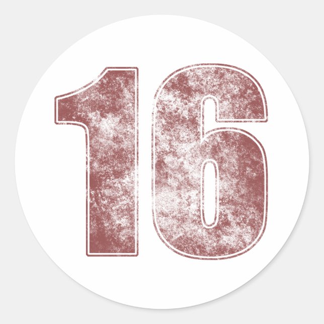 16th Birthday Red Grunge Classic Round Sticker (Front)