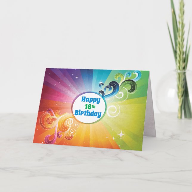 16th Birthday Religious Card Rainbow Blessings (Front)